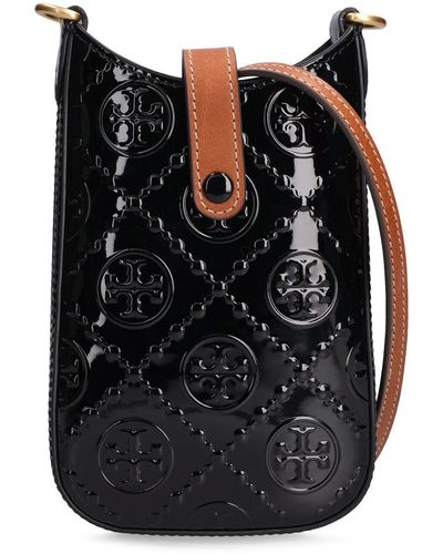 Tory Burch Umhängetasche Aus Lackleder Mit T-monogramm - Schwarz