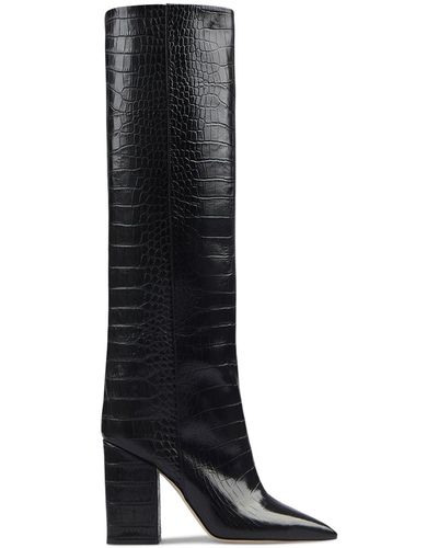 Paris Texas 100Mm Anja Croco Print Leather Tall Boot - Black