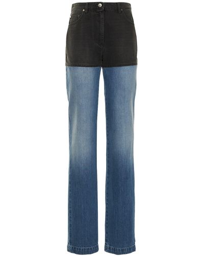 Peter Do Jeans dritti combination in denim di cotone - Blu