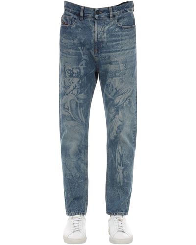 DIESEL D-vider-sp4 Printed Cotton Denim Jeans - Blue