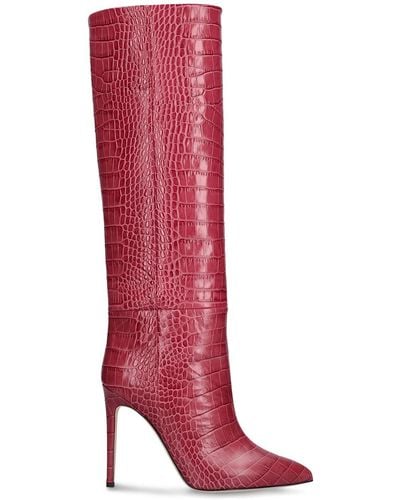Paris Texas 105mm Hohe Stiefel Aus Leder Mit Krokoprägung - Braun
