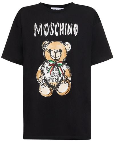 Moschino Camiseta de jersey de algodón con logo - Negro
