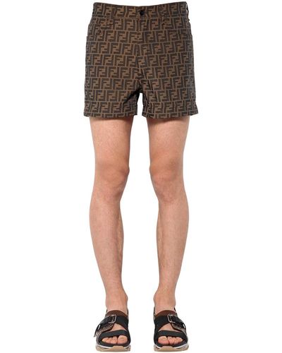 Fendi Logo-jacquard Shorts - Brown
