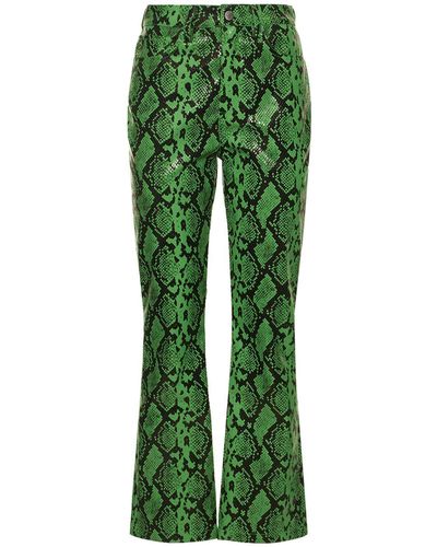 Simon Miller Natty Snake Printed Leather Pants - Green