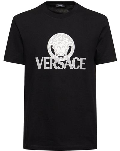 Versace T-shirt Aus Baumwolljersey Mit Logo "" - Schwarz