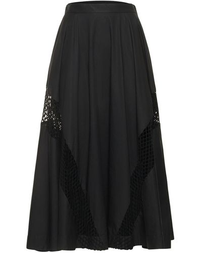 MSGM Cotton Poplin Midi Skirt - Black