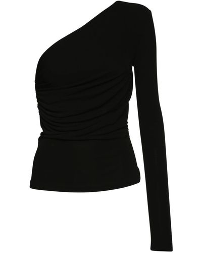DSquared² One Shoulder Jersey Draped Top - Black