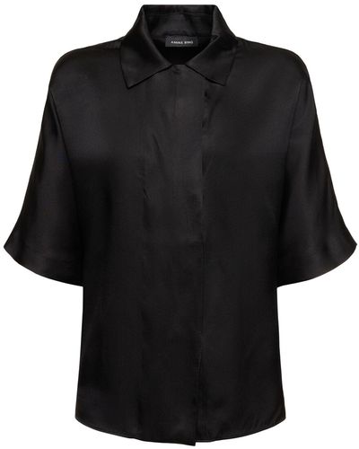 Anine Bing Julia Silk Blend Shirt - Black