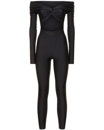 ANDAMANE Kendall Shiny Stretch Lycra Jumpsuit - Black