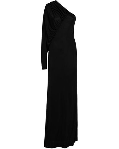 Saint Laurent One Shoulder Viscose Dress - Black