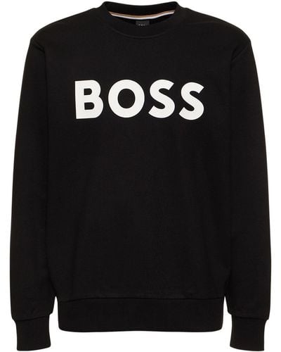 BOSS Sweatshirt Aus Baumwolle Mit Logo - Schwarz