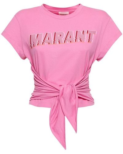 Isabel Marant T-shirt en coton imprimé logo zodya - Rose