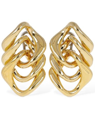 Balenciaga Linked Brass Earrings - Metallic