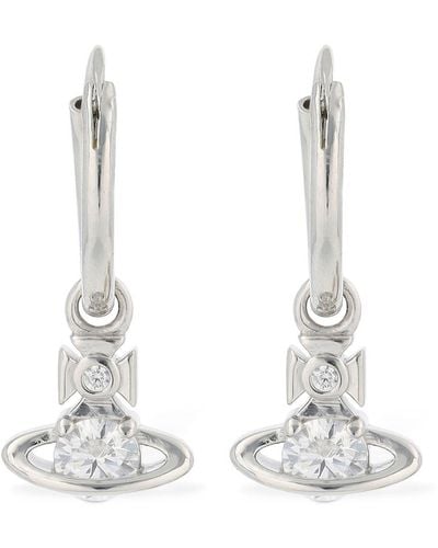 Vivienne Westwood Nina Spark Crystal Hoop Earrings - White