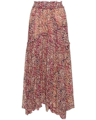 Isabel Marant Veronique Printed Viscose Long Skirt - Red