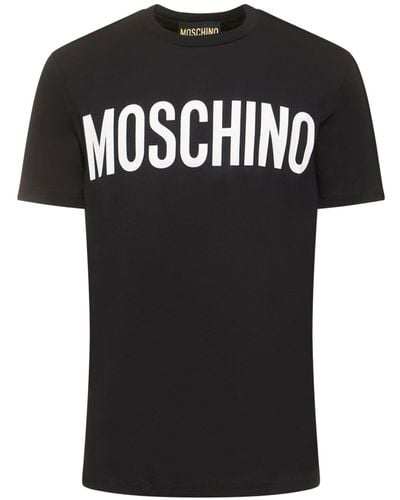 Moschino Camiseta de algodón con logo estampado - Negro