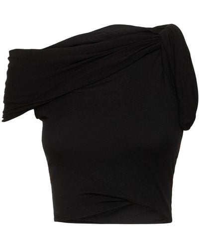 Rick Owens Sienna Twist-shoulder Crop Top - Black
