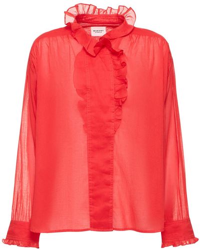 Isabel Marant Chemise en coton à volants pamias - Rouge