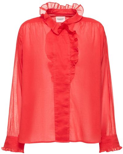 Isabel Marant Camicia pamias in cotone con ruches - Rosso