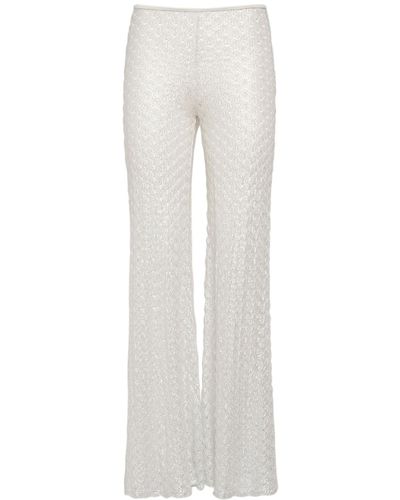 Missoni Pantaloni svasati in lurex crochet - Bianco
