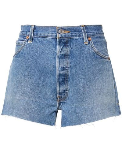 RE/DONE Shorts de denim algodón con cintura alta - Azul