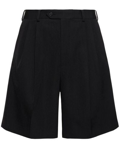 AURALEE Wool Gabardine Wide Shorts - Black