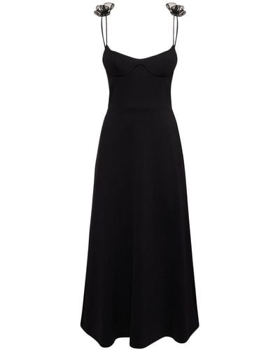 Magda Butrym Jersey Midi Dress W/Roses - Black