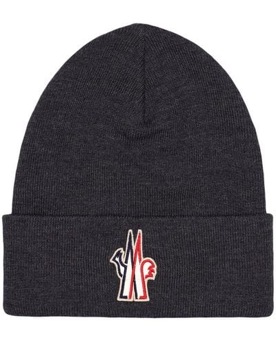 3 MONCLER GRENOBLE Pure Wool Beanie - Blue