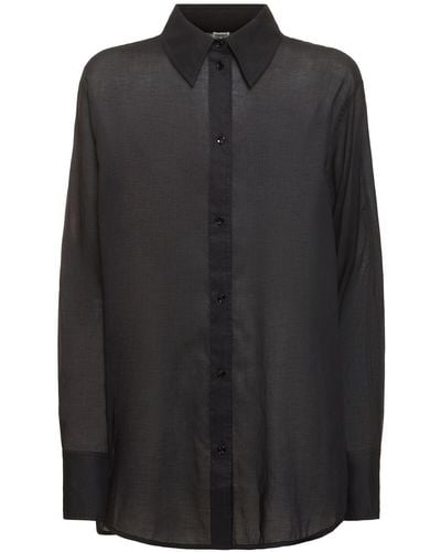 Totême Kimono Sleeve Cotton Blend Shirt - Black