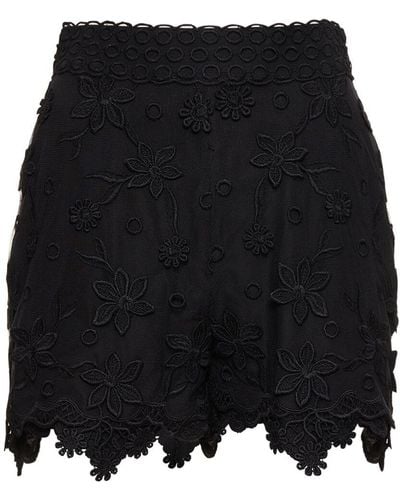Elie Saab Embroidered Tulle High Rise Shorts - Blue