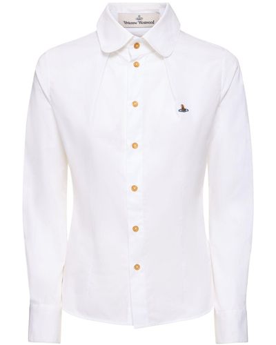 Vivienne Westwood Camicia toulouse in popeline di cotone / logo - Bianco