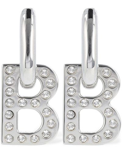 Balenciaga Xs Kristallohrringe "b Chain" - Weiß