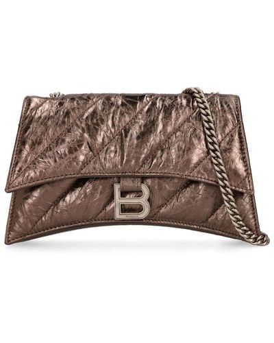 Balenciaga S Crush Quilted Leather Shoulder Bag - Braun