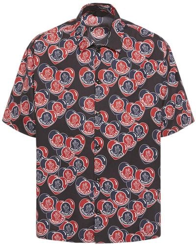 Moncler Camicia in popeline di cotone stampato - Rosso