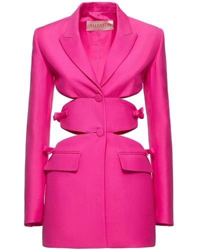 Valentino Wool & Silk Crepe Bow Sides Mini Dress - Pink
