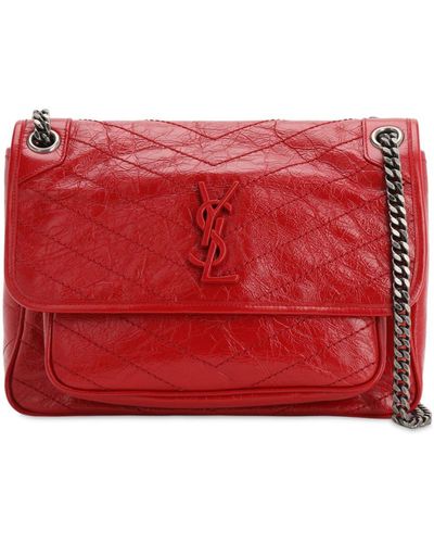 Saint Laurent Medium Nikki Monogram Leather Bag - Red