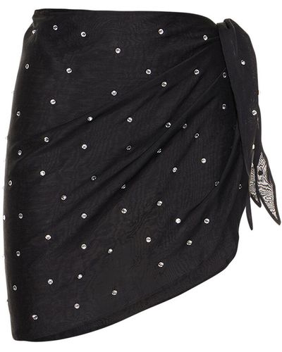 Oséree Minifalda de tejido techno stretch - Negro