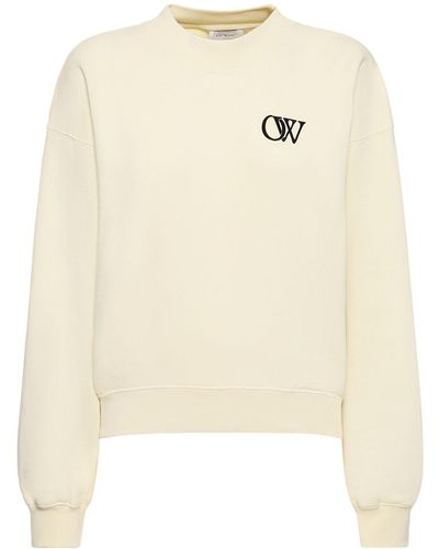 Off-White c/o Virgil Abloh Flocked Cotton Crewneck Sweater - Natural