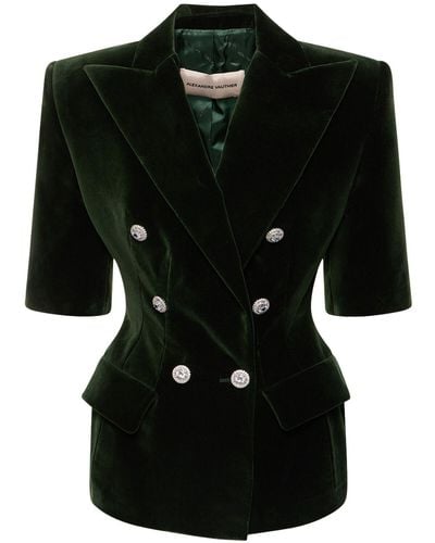 Alexandre Vauthier Cotton Velvet Short Sleeved Jacket - Black