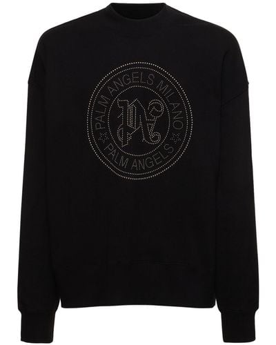 Palm Angels Milano Stud Cotton Sweatshirt - Black