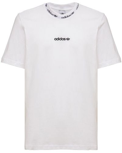 adidas Originals T-shirt Aus Baumwolle "trefoil Linear" - Weiß