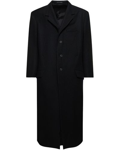 Yohji Yamamoto Langer Mantel Aus Wolle "k-5" - Schwarz