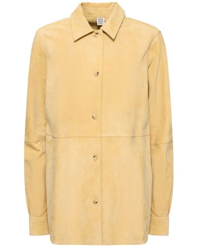 Totême Soft Suede Lamb Leather Shirt - Natural