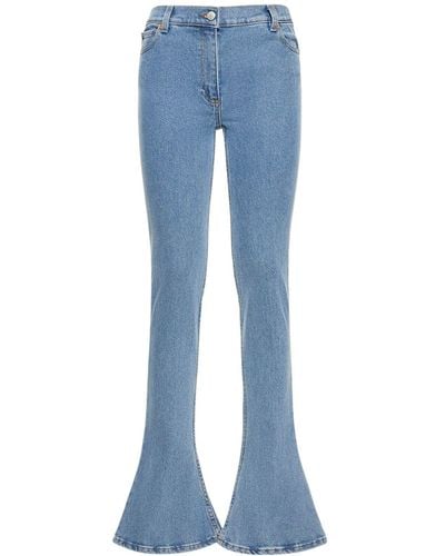 Magda Butrym Flared Low Rise Cotton Denim Jeans - Blue