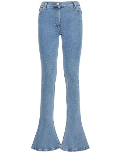 Magda Butrym Flared Low Rise Cotton Denim Jeans - Blue