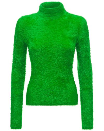 Stella McCartney Suéter De Punto De Algodón Con Cuello Vuelto - Verde