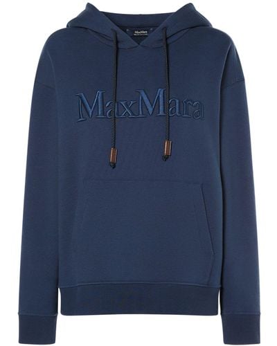 Max Mara Sudadera de algodón jersey con capucha - Azul
