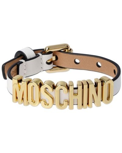Moschino Bracelet en cuir à logo - Métallisé