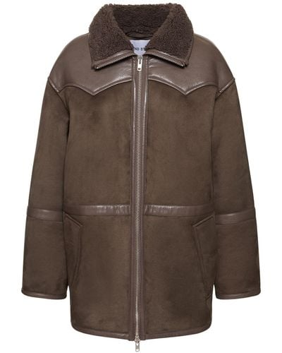 Stand Studio Rylee Faux Shearling Coat - Brown