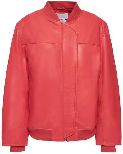 Remain Oversize Leather Bomber Jacket - Pink
